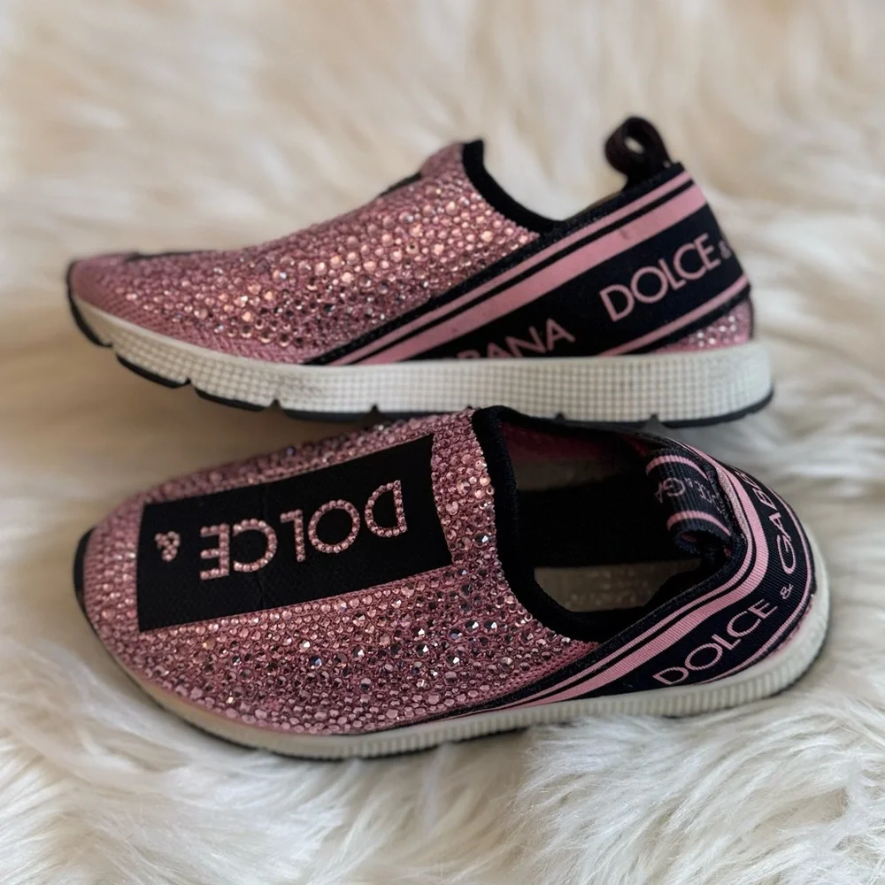 Dolce & Gabbana Kids Pink rhinestone sneakers